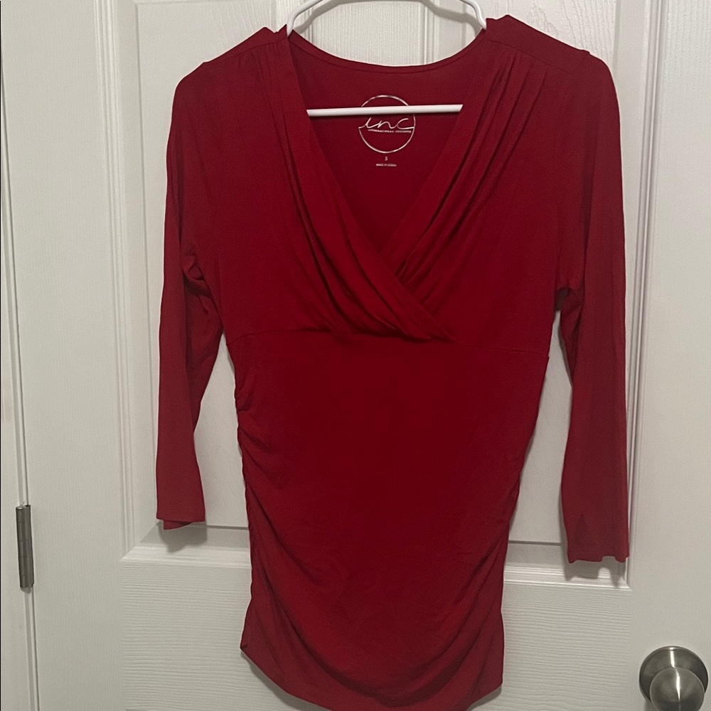 Inc Red V-Neck Women's Top